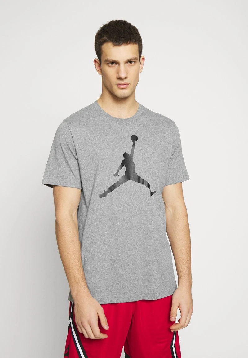 Jordan JUMPMAN CREW - Camiseta Estampada - Carbon Heather/black, Hombre